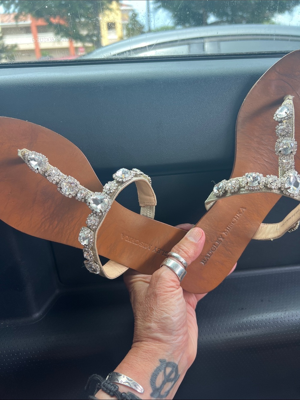 Badgley Mischka sandals with gems 7.5